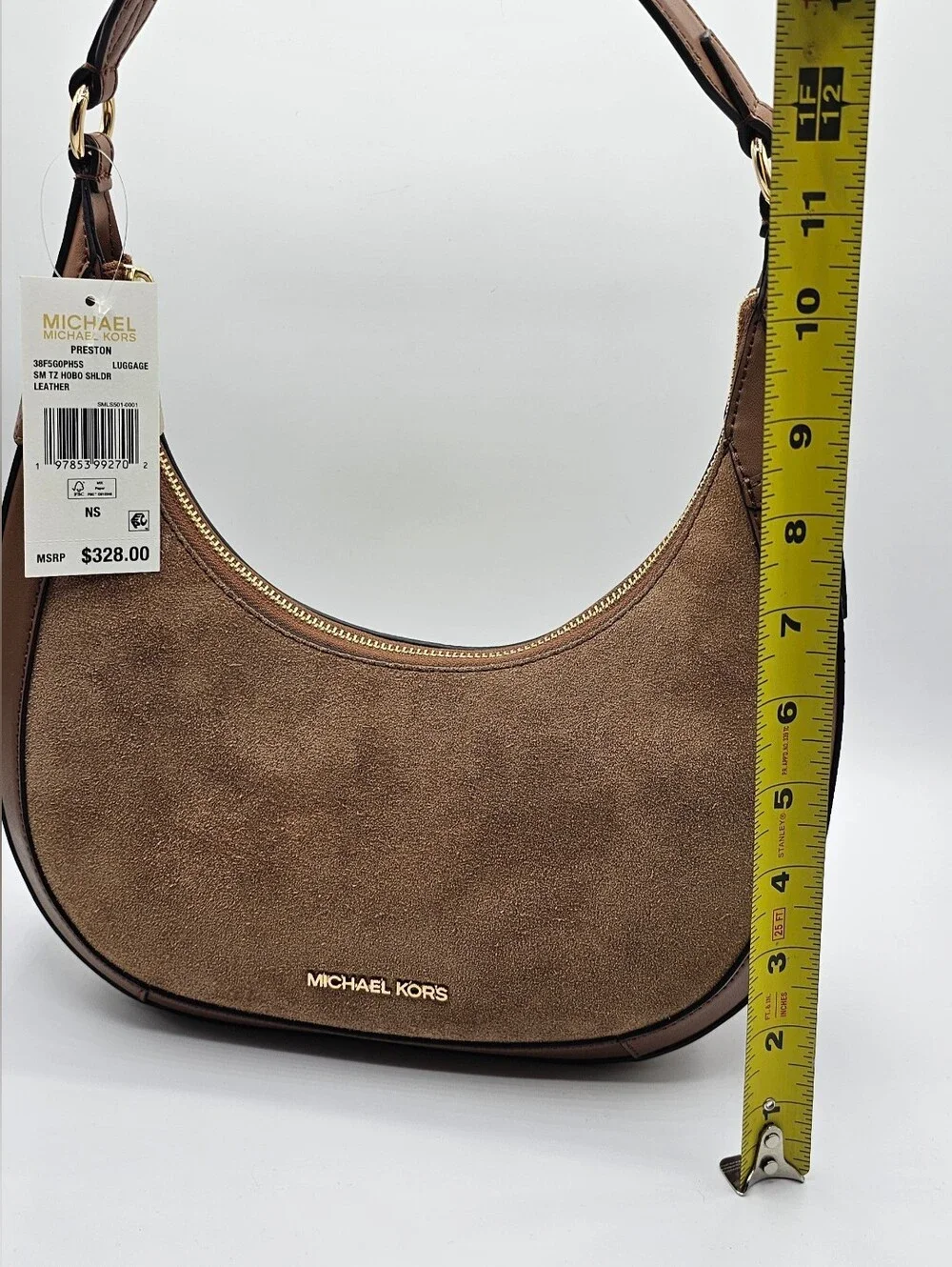 Michael Kors Preston Small Brown Suede Leather Hobo Shoulder Bag NWT